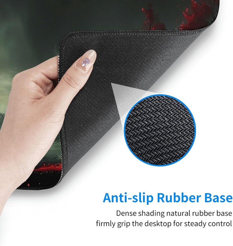 Brecoy Extended Gaming Mouse Pad, Large Desk Mat XL Anime Mouse Pad Waterproof with Stitched Edges, Non-Slip Desktop Pad for Home and Office, Level Up Your 31.5x11.8 Inch (Red Moon) - Image 5